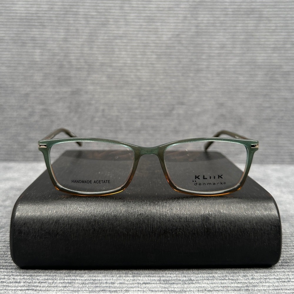 Kliik Denmark 629 577 y2k Eyeglasses Green Brown Rectangular Acetate Frames 135